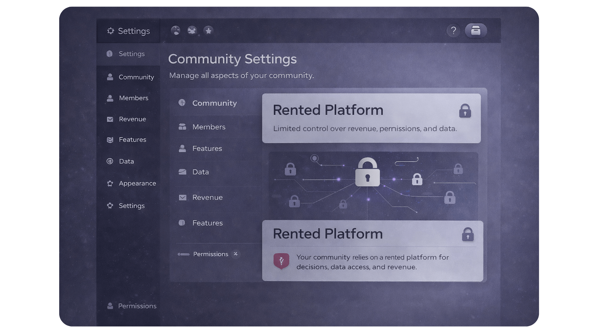 Centralised rented platform UI